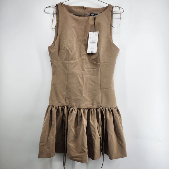 Zara Dresses & Skirts - ZARA Women's Medium Tan Sleeveless Skirt Dress NWT